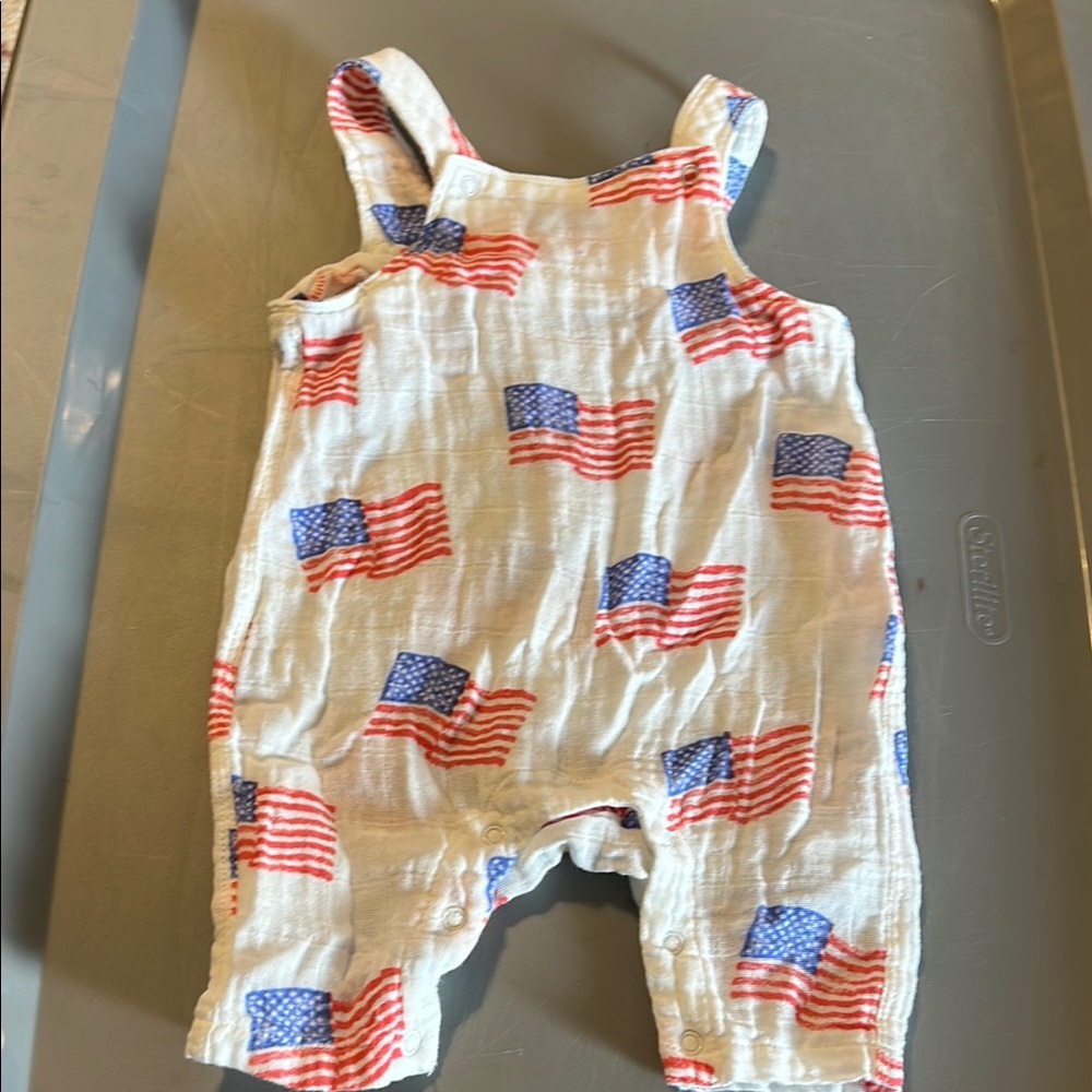 Angel Dear Red and White Romper with Patriotic Pattern